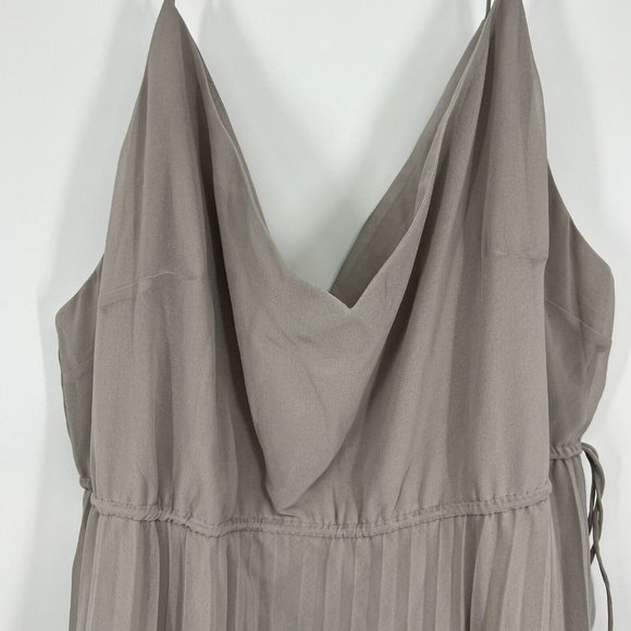 ASOS Dress Gray Pleated Cami Midi Sleeveless Drawstring NWT - Picture 4 of 11